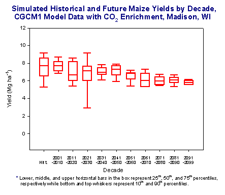 Simulated Historical and Future Maize Yields