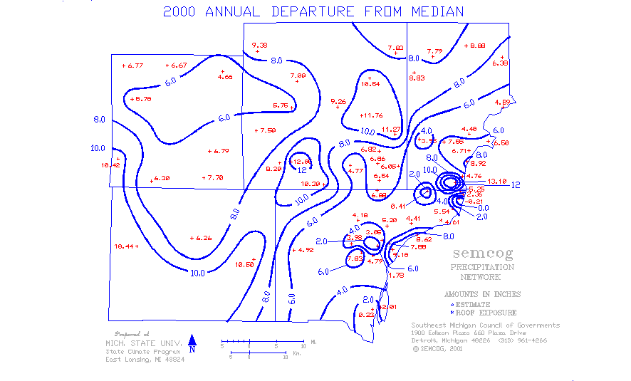 2000 departure
from median
