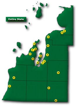 Northwest Michigan weather station map. The same stations are listed below.
