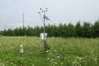 Weather instruments at Kropf Farms, Belding