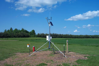Weather instruments at MSU Forestry Innovation Center, Escanaba