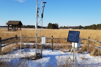 Weather instruments at Hancock Agricultural Research Station, Hancock