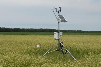 Weather instruments at Walther Seed Farms, McMillan